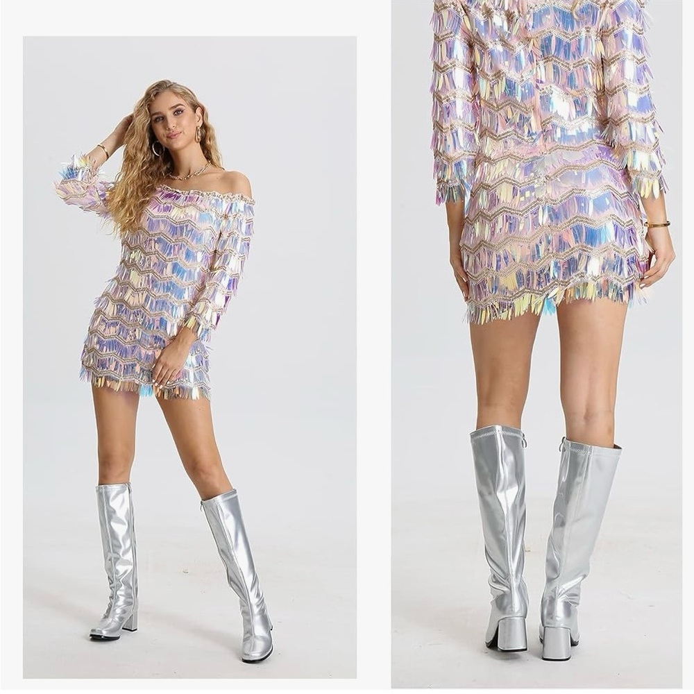 Woman Gogo boots Knee HighBlock Heel,